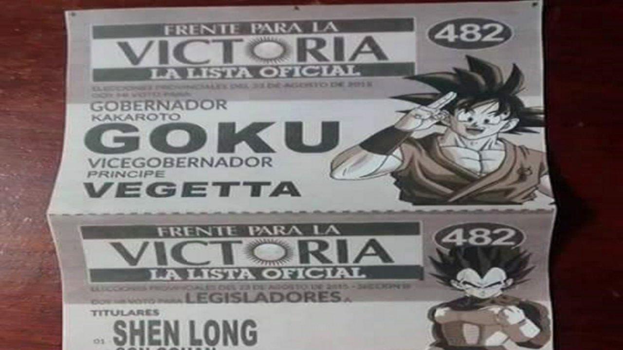 Insólito: en Tucumán aparecieron boletas de "Goku Gobernador"