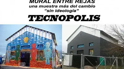 Un fotógrafo acusó al PRO de tapar el mural de un artista en Tecnópolis Un fotógrafo acusó al PRO de tapar el mural de un artista en Tecnópolis