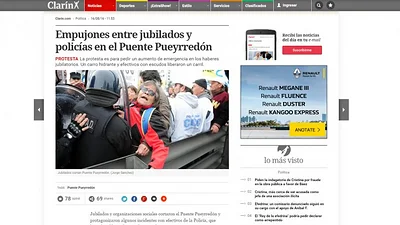 El increíble título de Clarín sobre la represión a jubilados El increíble título de Clarín sobre la represión a jubilados