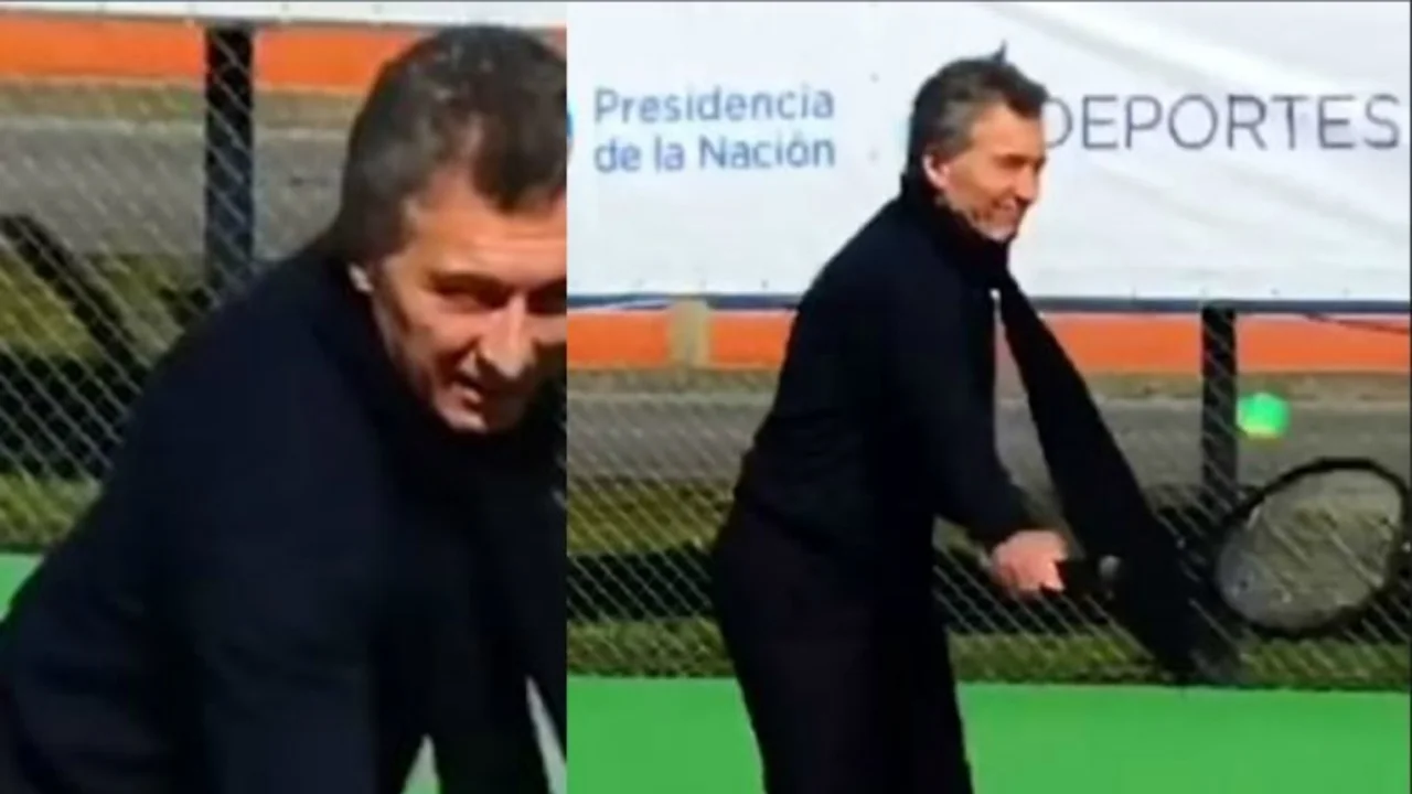 En medio de la suba del dólar, Macri practicaba su revés con una gloria del tenis