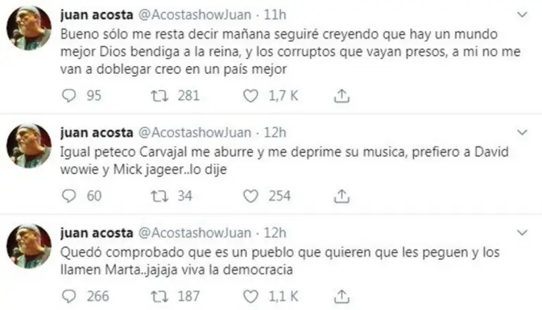 Elecciones 2019: los violentos mensajes de Juan Acosta tras el triunfo de Alberto Fernández en las PASO