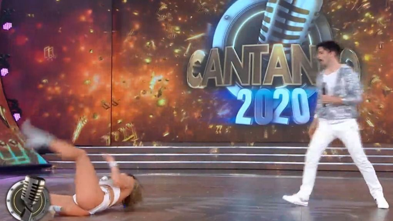 Grave caída de Adabel Guerrero en la pista del Cantando 2020