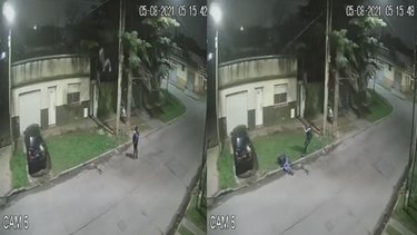 Video: quiso robar cables y casi se mata en la caída