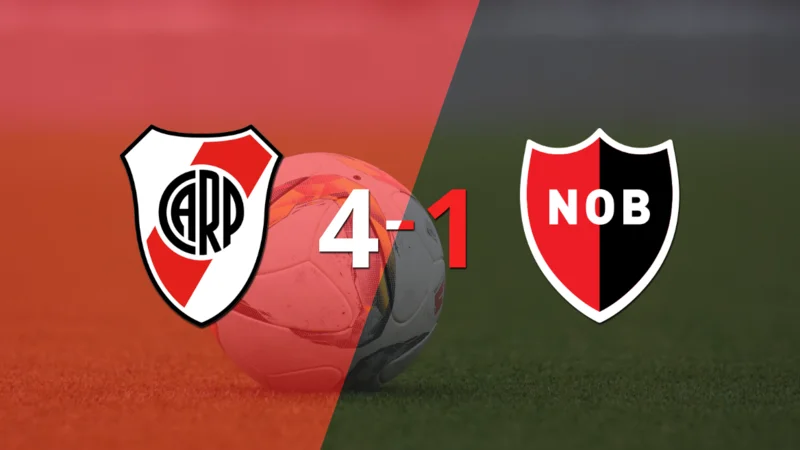 Pablo Solari anotó un doblete en la goleada 4-1 de River Plate a Newell`s