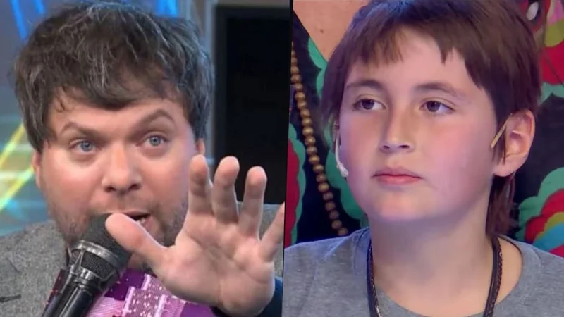 Guido Kaczka reta a un niño participante de Los 8 Escalones del Millón