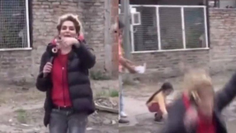 Caída de una movilera en el programa de Doman. Momento D por El Trece. Caídas en televisión.