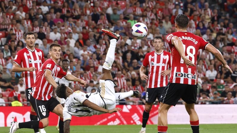 Rodrygo y Bellingham marcan para el 2-0 del Real Madrid en Bilbao