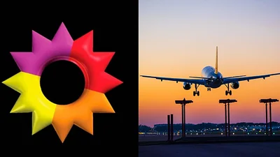 Logo de El Trece y un avión despegando Logo de El Trece y un avión despegando