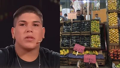 Thiago Medina y una foto de su verdulería Thiago Medina y una foto de su verdulería