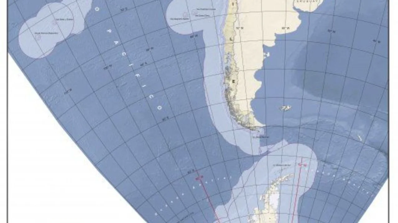 Polémica con Chile por un mapa en que se adjudican cinco mil kilómetros argentinos