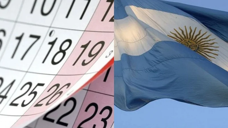 Un calendario y una bandera de Argentina
