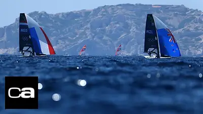 Cancelan la regata masculina de 49er al amainar el viento Cancelan la regata masculina de 49er al amainar el viento