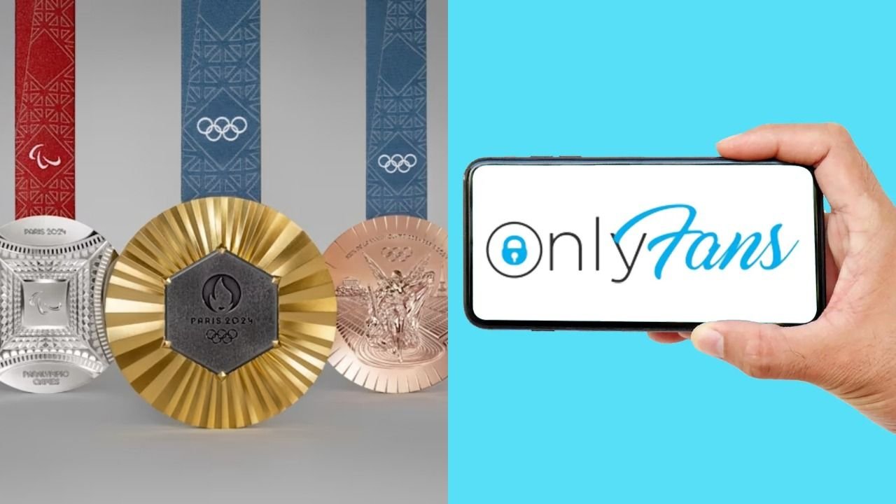 Medallas olímpicas y el logo de OnlyFans