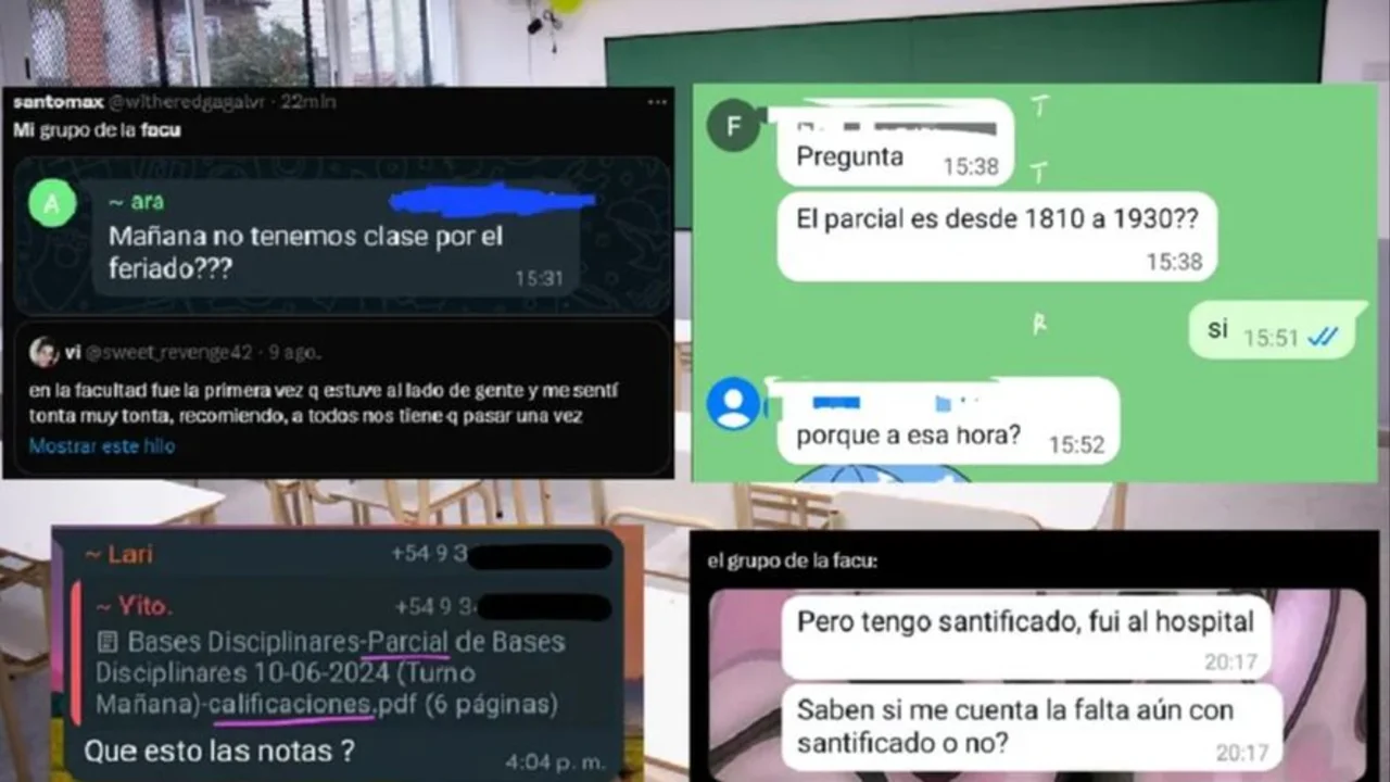 Tuit viral de chats de grupos de la facultad