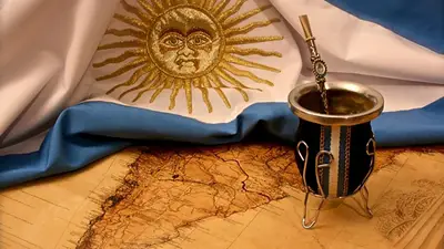 Bandera Argentina, mapa y un mate Bandera Argentina, mapa y un mate
