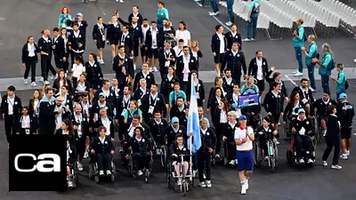 Fotografía del ingreso de la comisión de Argentina en los Juegos Paralímpicos Fotografía del ingreso de la comisión de Argentina en los Juegos Paralímpicos