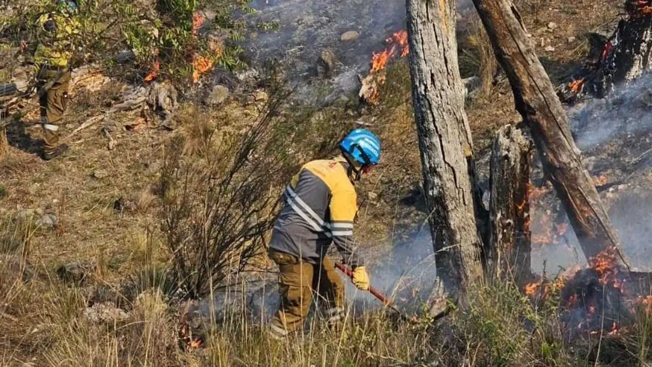 Fuego en Córdoba: bomberos luchan contra un incendio en Pampa Alta