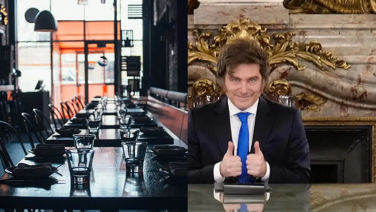 Restaurante y Javier Milei