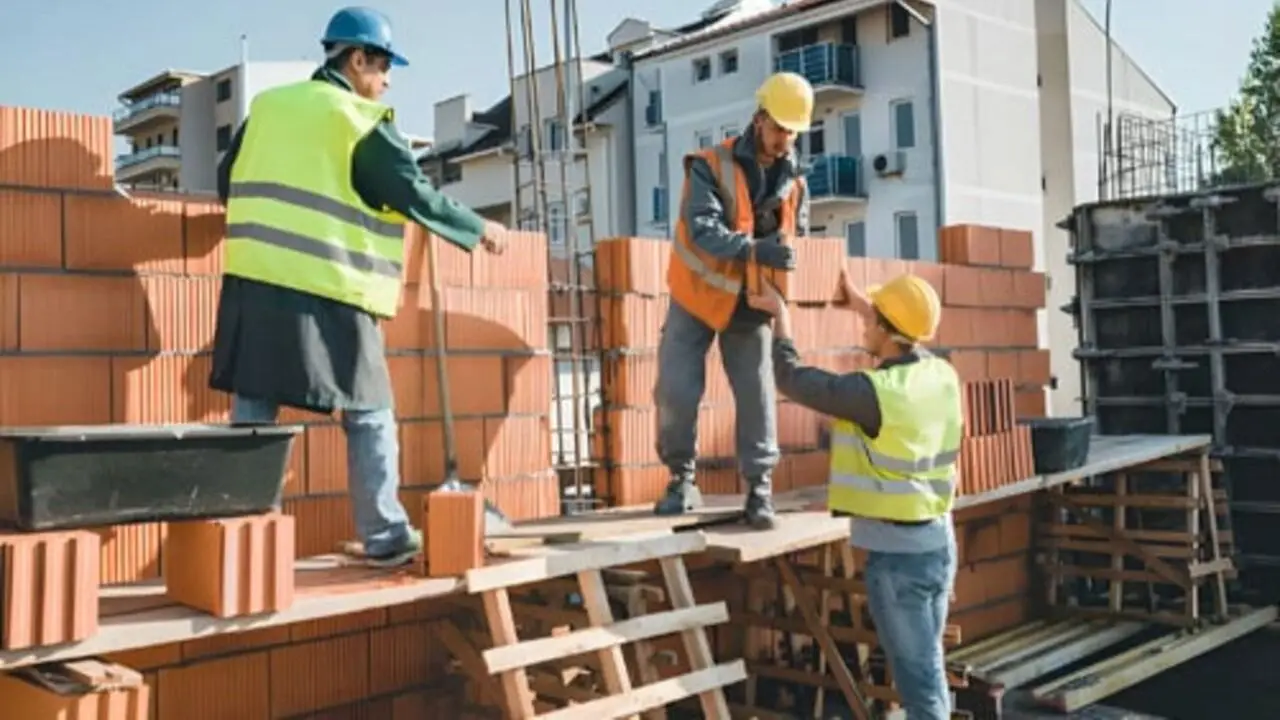 Hombre construyendo una casa