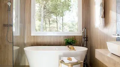 Decoración barata para el baño. Cómo reemplazar el porcelanato y los azulejos en la decoración del baño. Cómo poner listones de madera en el baño. Decoración barata para el baño. Cómo reemplazar el porcelanato y los azulejos en la decoración del baño. Cómo poner listones de madera en el baño.