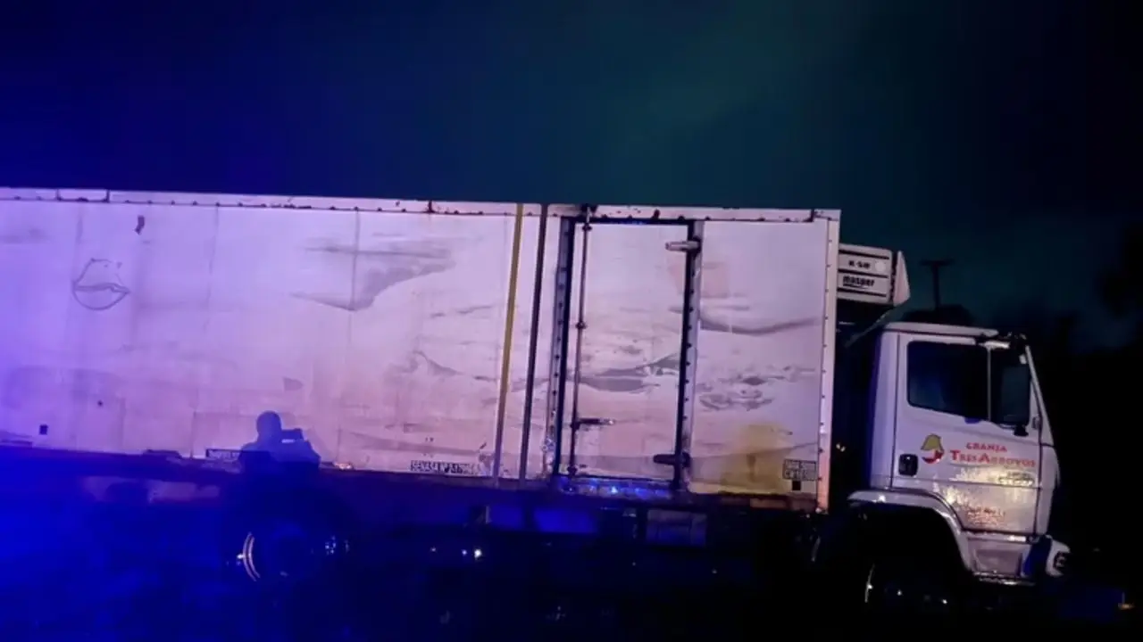 Camión tras el accidente