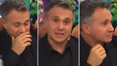 Conmoción en América luego de que Sergio Lapegue se quebrara en vivo. Conmoción en América luego de que Sergio Lapegue se quebrara en vivo.