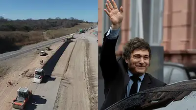 Obra vial y Javier Milei Obra vial y Javier Milei