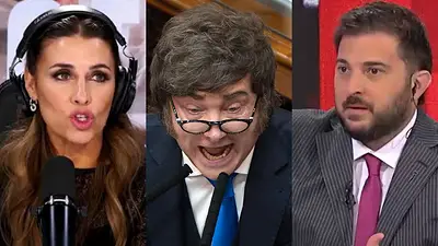 Mariana Brey, Diego Brancatelli y Javier Milei. Mariana Brey, Diego Brancatelli y Javier Milei.