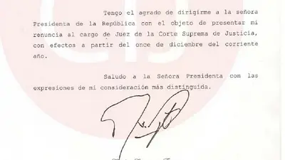 La carta de renuncia de Fayt La carta de renuncia de Fayt