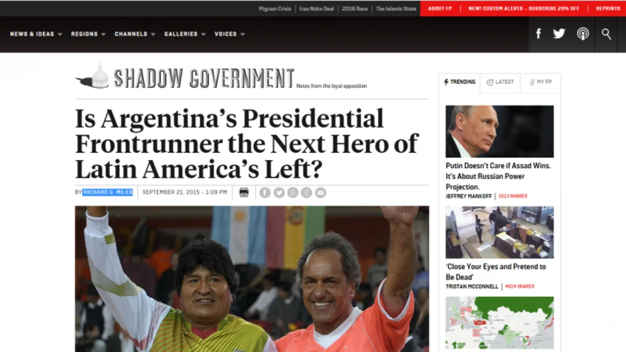 Un portal de EE.UU se pregunta si Scioli es el próximo líder de izquierda de América
