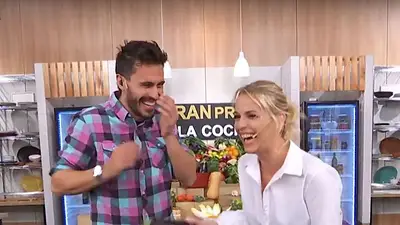 Carina Zampina y Juan Marconi riendo Carina Zampina y Juan Marconi riendo
