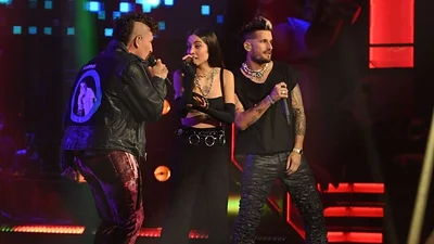 Mau y Ricky y María Becerra en La Voz Argentina. Mau y Ricky y María Becerra en La Voz Argentina.