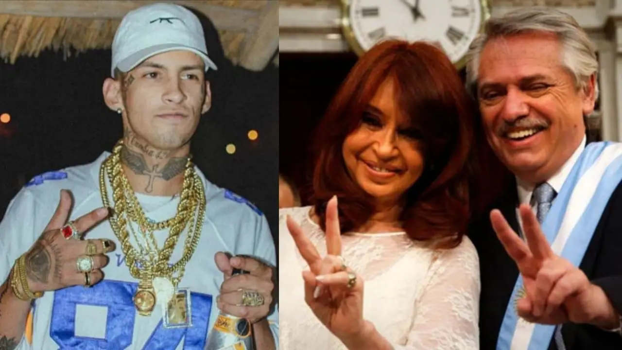 L-Gante, Alberto Fernández y Cristina Fernández de Kirchner.