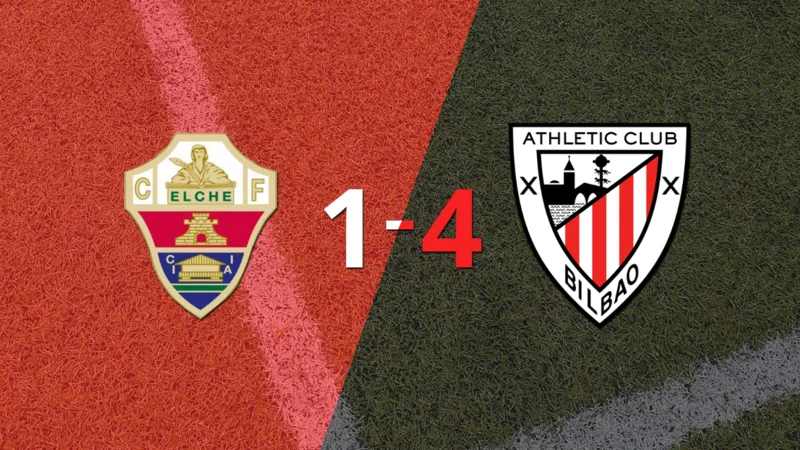 Athletic Bilbao no tuvo piedad y goleó 4 a 1 en su visita a Elche