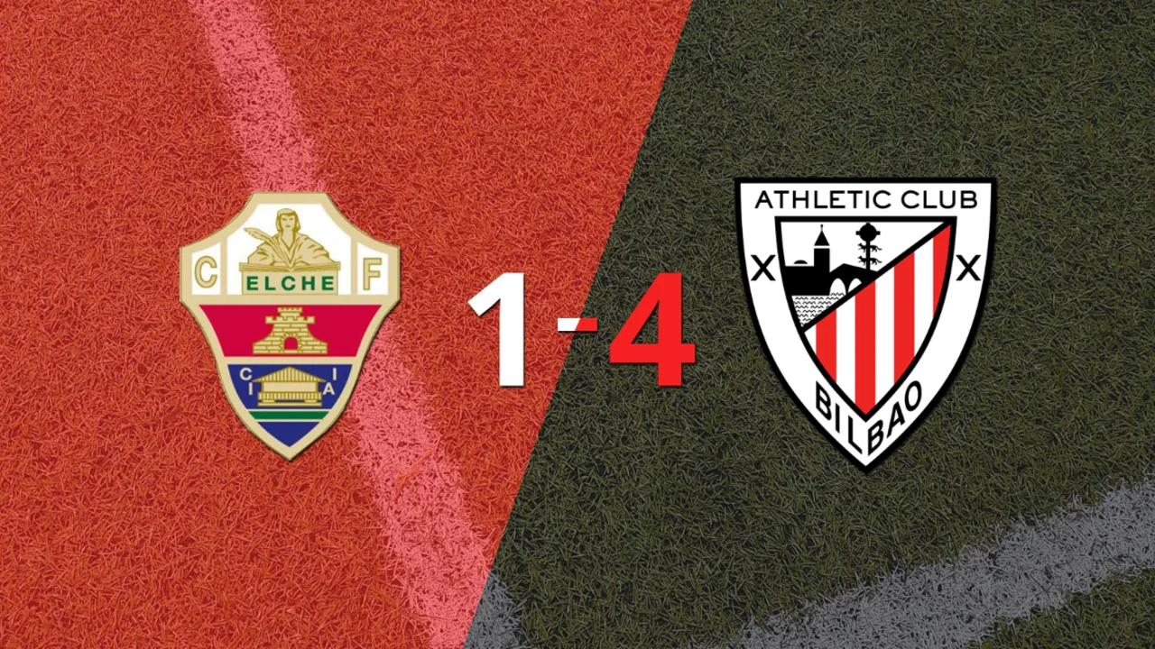 Athletic Bilbao no tuvo piedad y goleó 4 a 1 en su visita a Elche