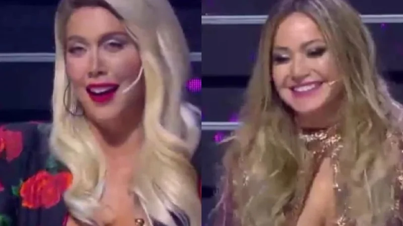 Wanda Nara y Karina La Princesita en el programa ¿Quién tiene la máscara? por Telefe.