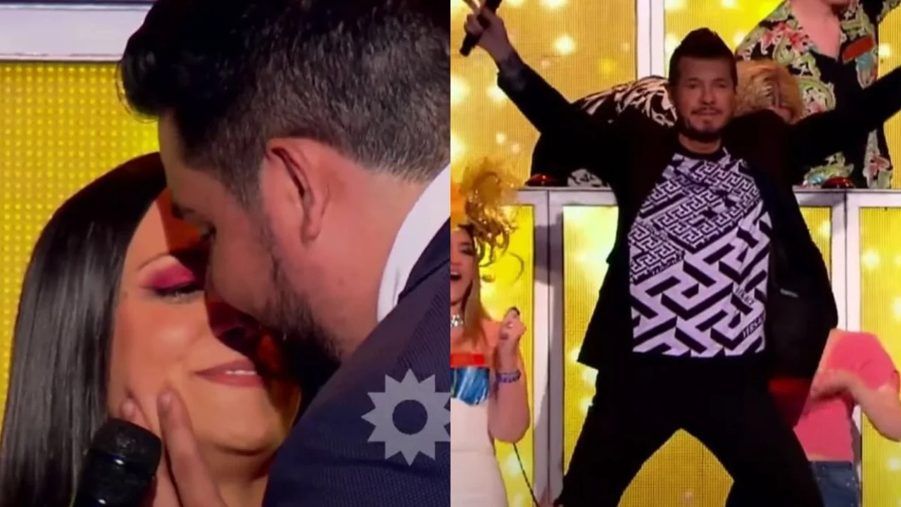 Marcelo Tinelli en Canta Conmigo Ahora. El beso entre el participante Miguel Ángel Roda y Anita Co