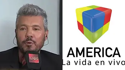 Marcelo Tinelli y el logo de América TV Marcelo Tinelli y el logo de América TV