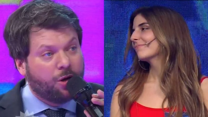Guido Kaczka y la participante de Los 8 Escalones