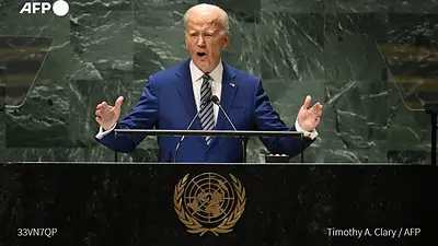 El mandatario estadounidense apuntó contra Vladimir Putin en el primer día de debates en la 78 edición de la Asamblea General de las Naciones Unidas, en Nueva York. El mandatario estadounidense apuntó contra Vladimir Putin en el primer día de debates en la 78 edición de la Asamblea General de las Naciones Unidas, en Nueva York.