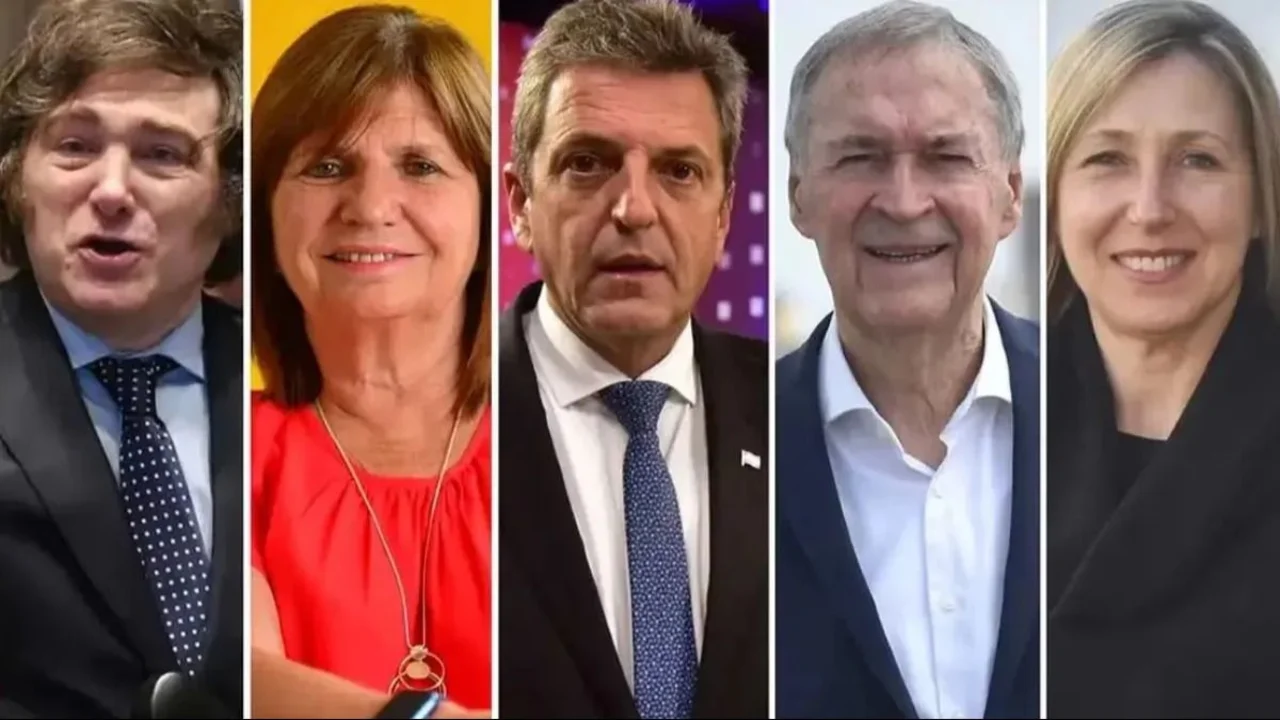 Javier Milei, Patricia Bullrich, Sergio Massa, Juan Schiaretti. Myriam Bregman
