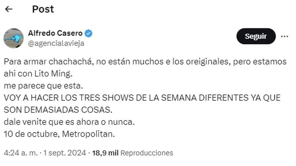 Alfredo Casero en Cha Cha Cha
