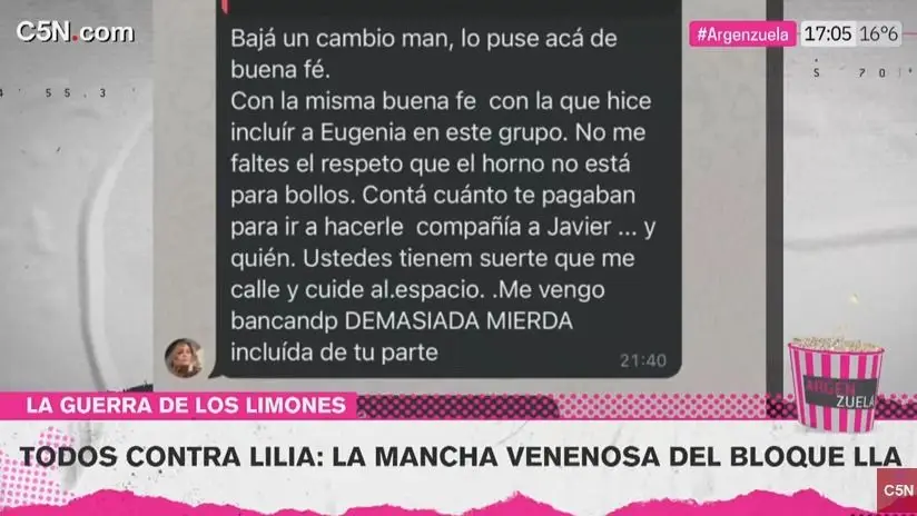 Chats de Lilia Lemoine sobre Javier Milei Iñaki Gutiérrez Jorge Rial en C5N