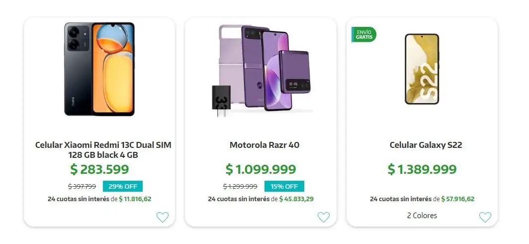 Oferta en celulares a 24 cuotas sin interés