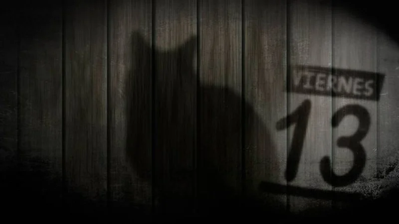 Gato negro y un viernes 13 en un calendario