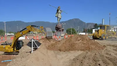 Imagen de la obra en la rotonda del Chacho Peñaloza Imagen de la obra en la rotonda del Chacho Peñaloza