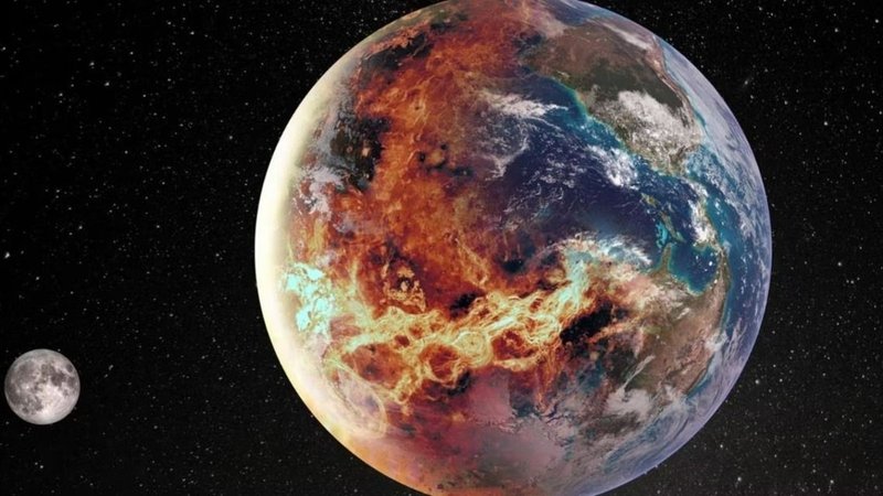 Planeta Tierra en llamas