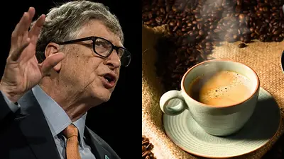 Bill Gates y una taza de café Bill Gates y una taza de café