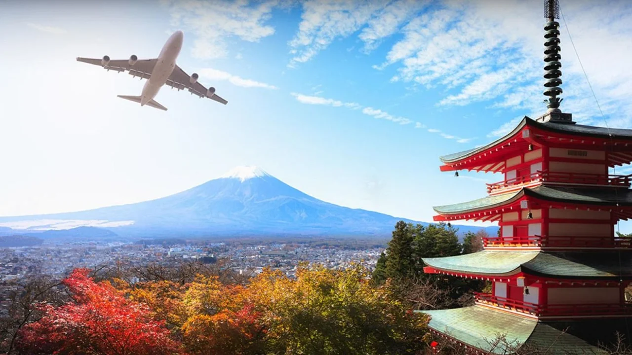 Avión volando sobre Tokio