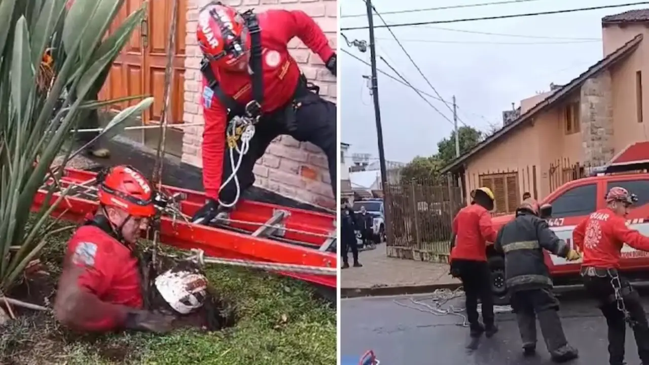 Tiene 82 años, se cayó a un pozo de nueve metros y la rescataron bomberos gracias a una llamada de vecinos